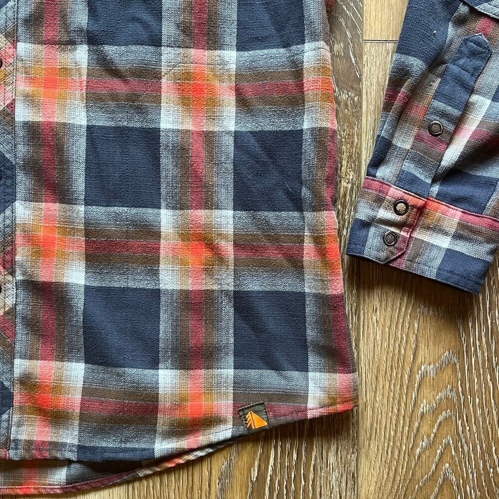 LL Bean Plaid Flannel Hoodie Jacket L Elbow Patches Pockets Wool Gorpcore Hiking - Picture 3 of 7